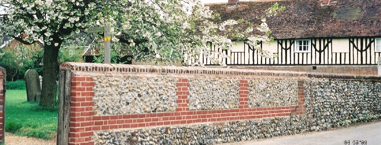 Photo of repairs to the churchyard wall, 2002
